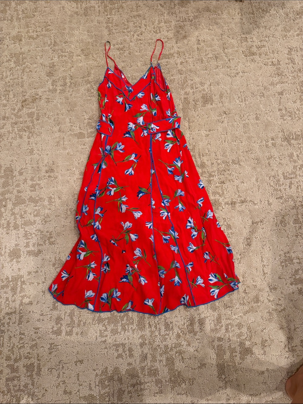 rag & bone Red Floral Spaghetti-Strap Midi Dress